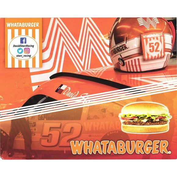 David Starr Signed Whataburger 52 NASCAR Xfinity Series 8x10 Postcard - Picture 2 of 4
